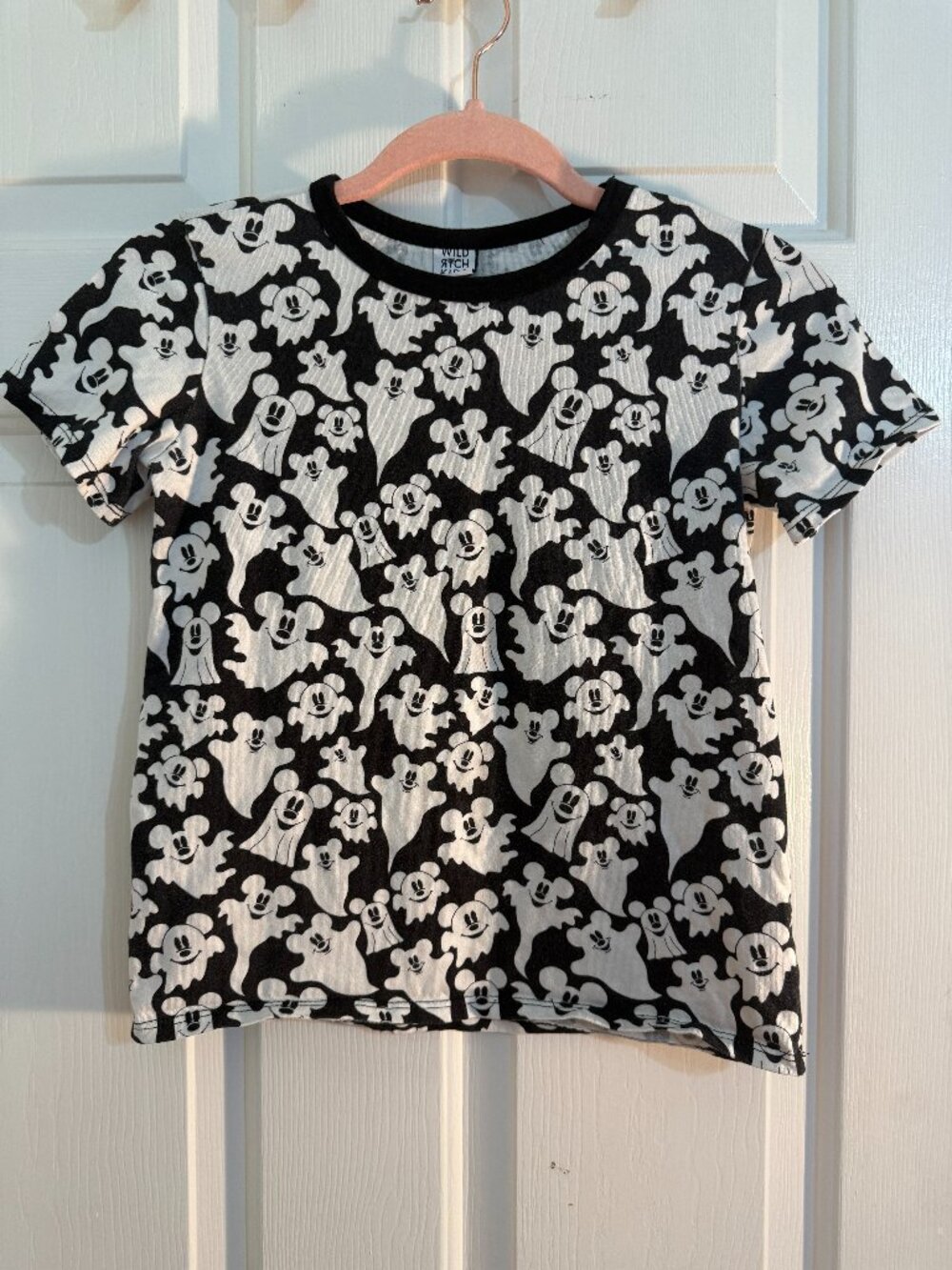 Wild Rich Kids Mickey Ghost Halloween Tee Girls 10 Black White
